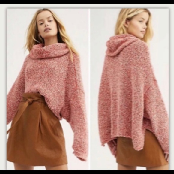 Free People Bff Cowl Neck Speckled Long Sleeve Oversized Soft Sweater - Picture 3 of 7